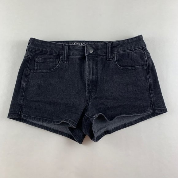 American Eagle Outfitters Pants - American Eagle Black Plain Stretch Denim Hi Rise Shortie 4
